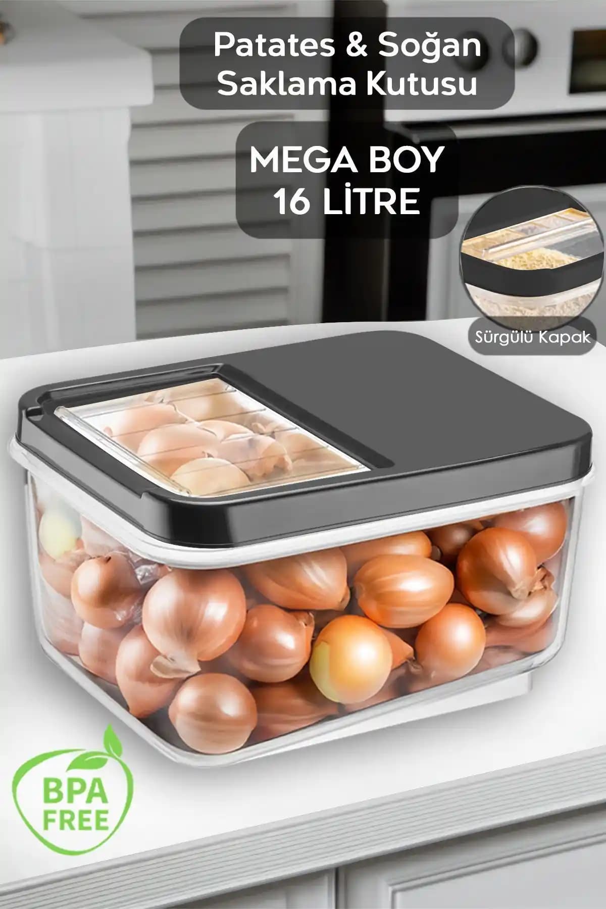 Meleni Home 16 litrelik sürgülü kapak sebzelik: patates ve sebze güvenli depolama çözümü